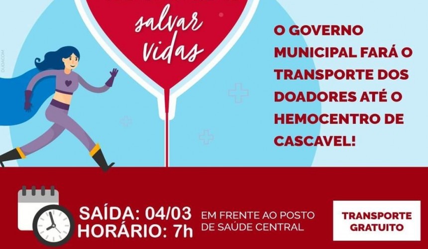 Capitão: Secretaria de Saúde fornecerá transporte para quem quiser doar sangue