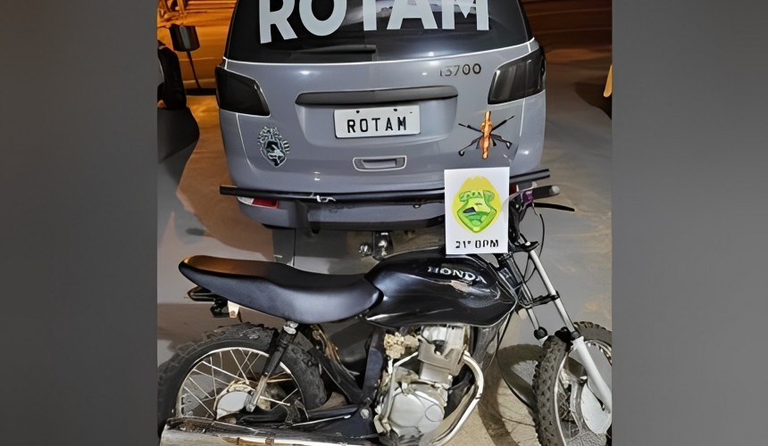 ROTAM recupera motocicleta furtada em 2022 e prende dois homens por receptação em Ampére