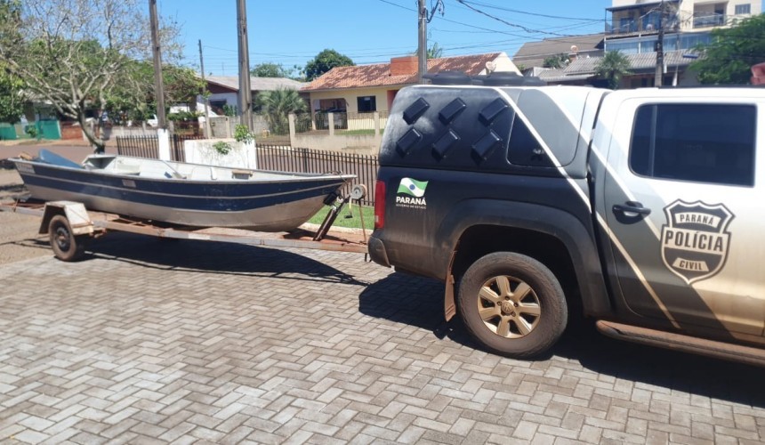 Polícia Civil de Capitão recupera embarcação que foi furtada no Alto Alegre do Iguaçu