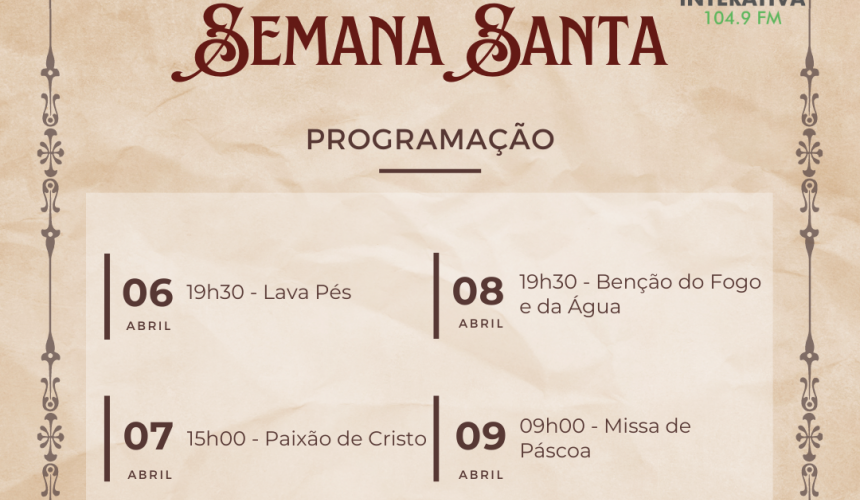 Inicia nesta quinta-feira (06) as celebrações da semana santa