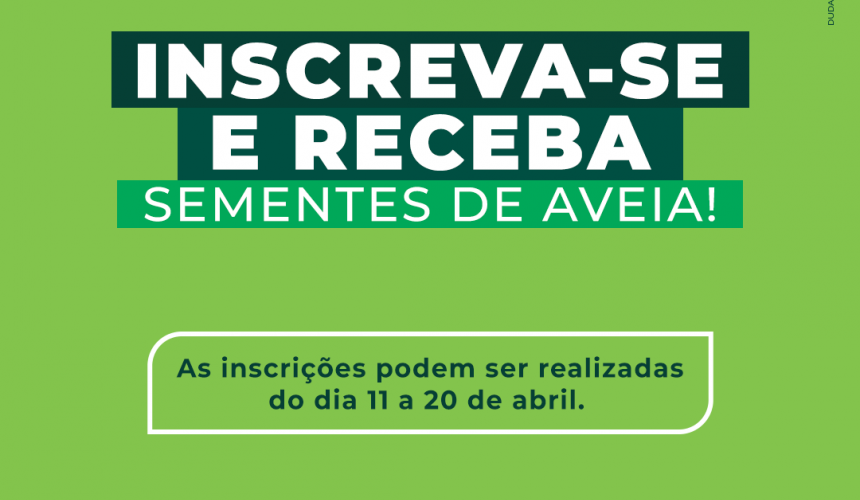 Secretaria de Agricultura, Pecuária e Meio Ambiente de Capitão vai disponibilizar sementes de aveia para produtores rurais do município