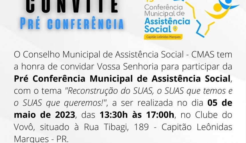 Secretaria de Assistência Social de Capitão convida beneficiários do Bolsa Família para reunião de pré-conferência