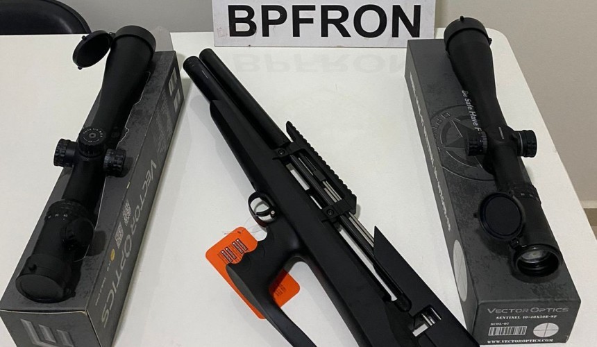 BPFRON apreende espingarda de pressão e lunetas em Capitão