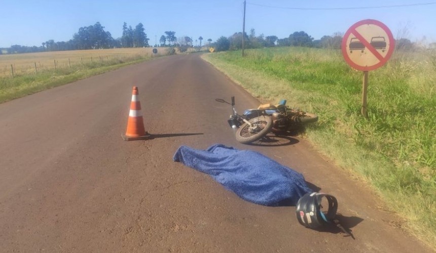 Idoso morre após tombar moto na PR-473 em Espigão Alto do Iguaçu