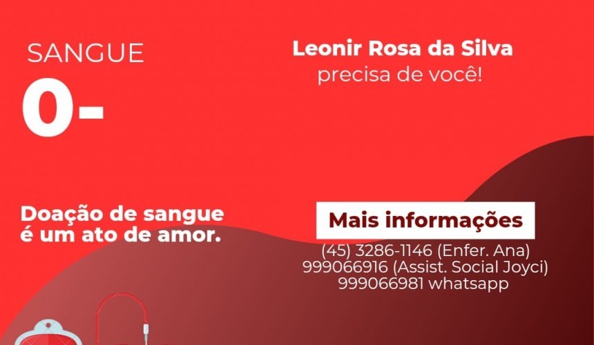 Secretaria de Saúde de Capitão irá realizar excursão para doação de sangue em Cascavel