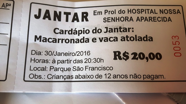 Sábado será realizado jantar beneficente em prol do Hospital Nossa Senhora Aparecida de CLM