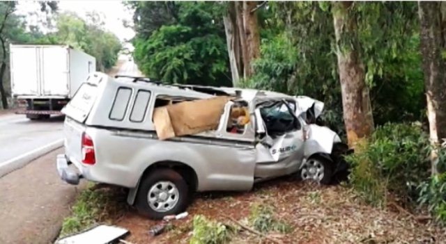 Carro sofre danos elevados ao bater em arvores na BR 163