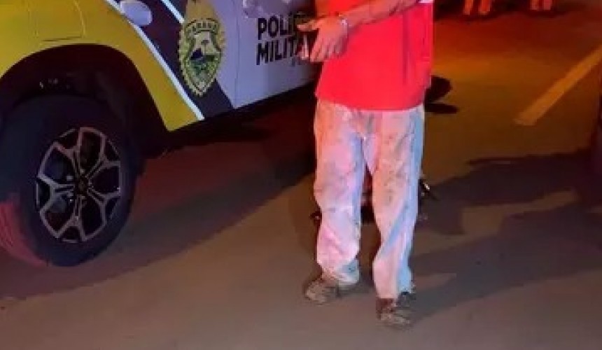 Homem de 49 anos é preso pela PM após atacar mulher e enteado a golpes de facão em Cascavel