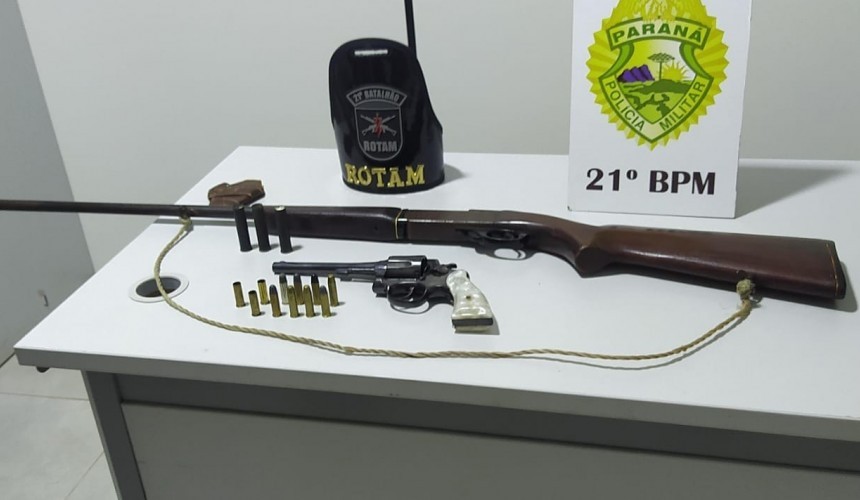 Polícia Militar prende dois homens e apreende três armas de fogo em Santa Izabel do Oeste