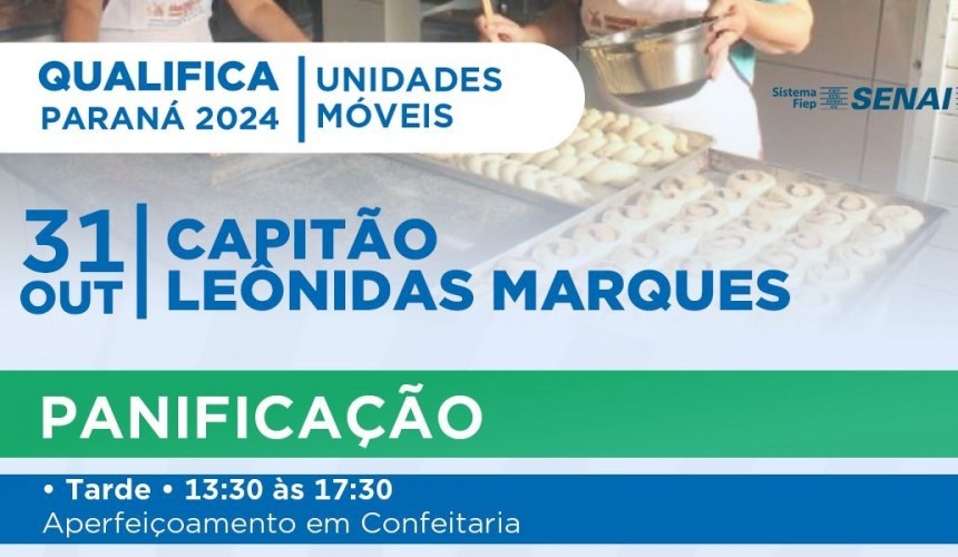 Continuam abertas as inscrições para o curso de panificação em Capitão