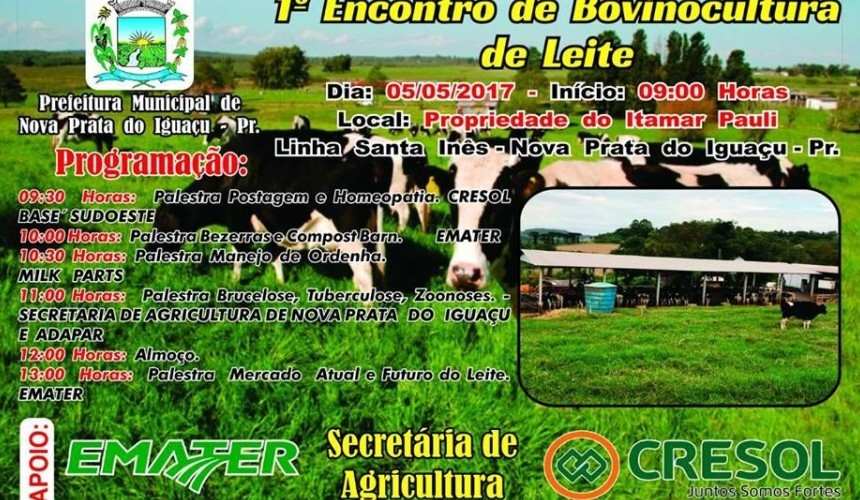 1º Encontro de Bovinocultura de Leite acontecerá em Nova Prata do Iguaçu