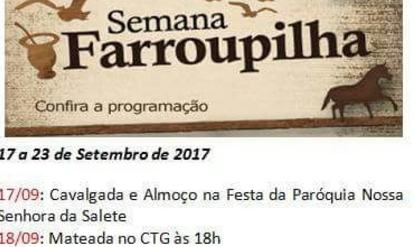 Começa domingo a programação da Semana Farroupilha em Capitão