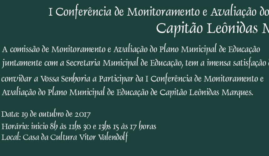Conferencia de avaliação do Plano Municipal de Educação será amanhã em Capitão