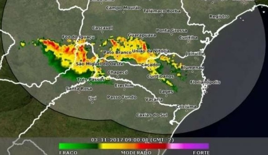 Simepar alerta temporais para Oeste e Sudoeste do Paraná