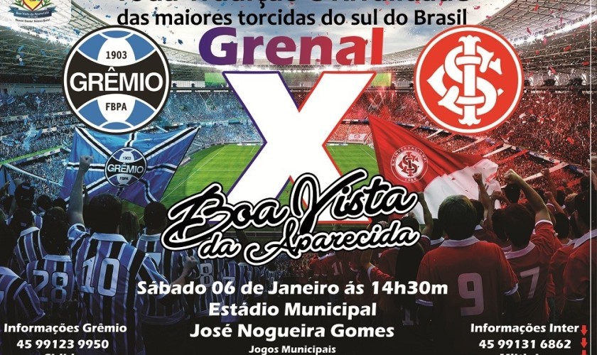 Torcidas do Grêmio e do Inter se enfrentam no Grenal em Boa Vista da Aparecida