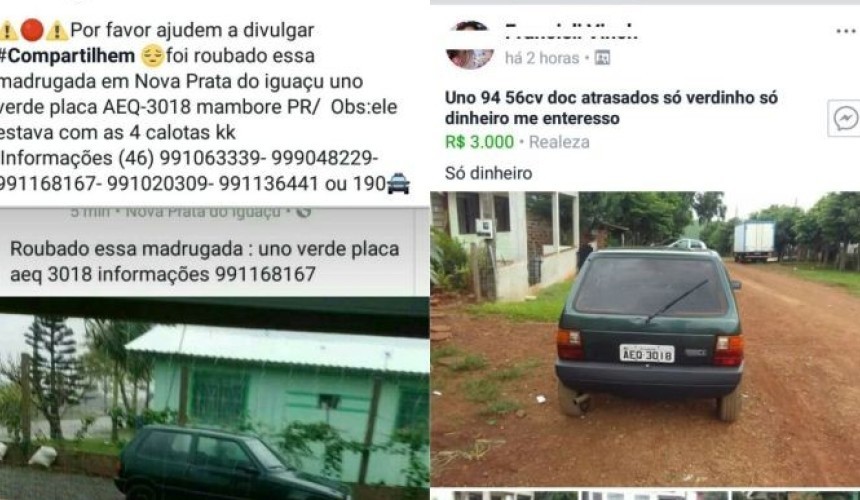 PM localiza Uno furtado em Nova Prata após anúncio em rede social