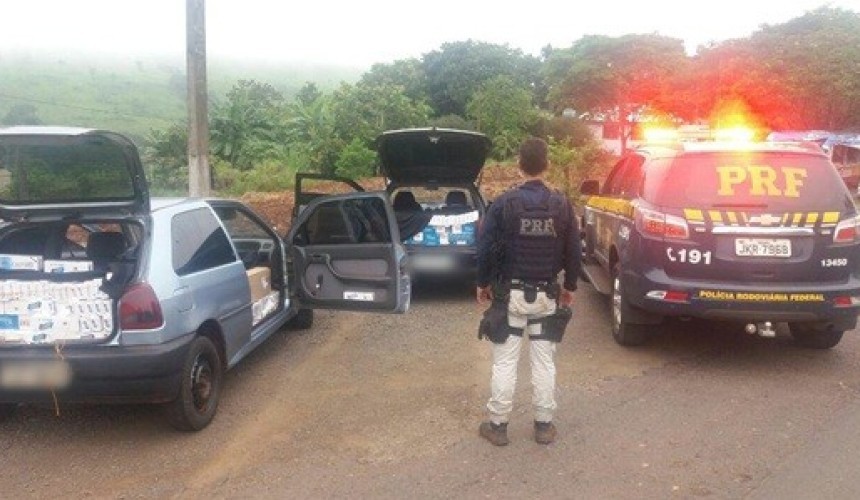 BR 163: PRF apreende carregamento de R$ 100 mil em cigarros contrabandeados