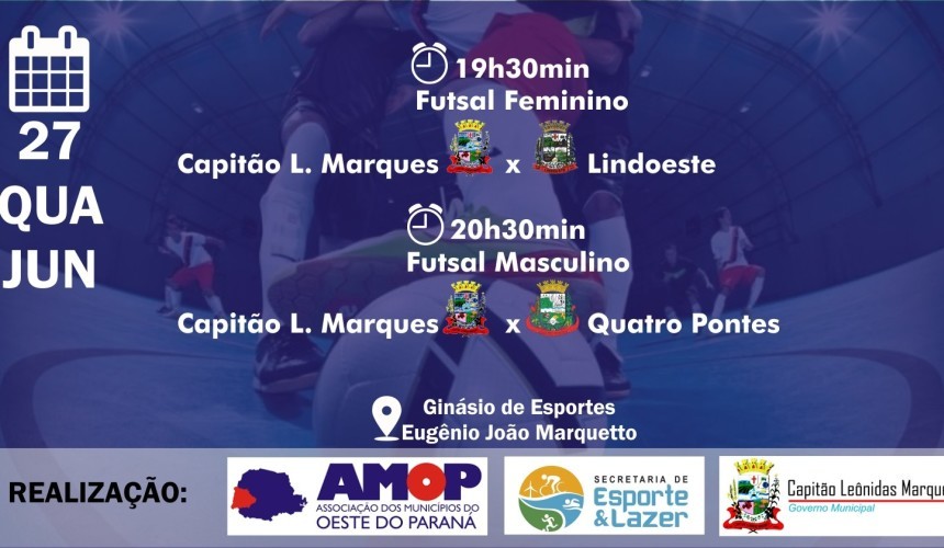 Futsal feminino e masculino de Capitão  se prepara para mais uma rodada valida pela Copa AMOP nesta quarta