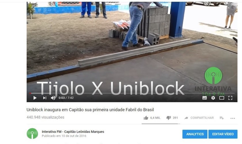 Vídeo do produto Uniblock criado por Marquesienses ultrapassa 400 mil visualizações