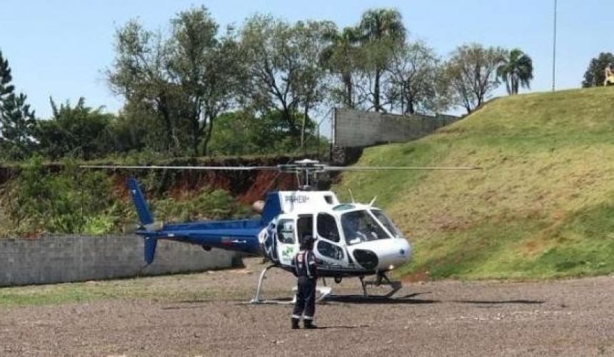 Vítima de descarga de alta tensão  em Três Barras é leva a Cascavel de helicóptero