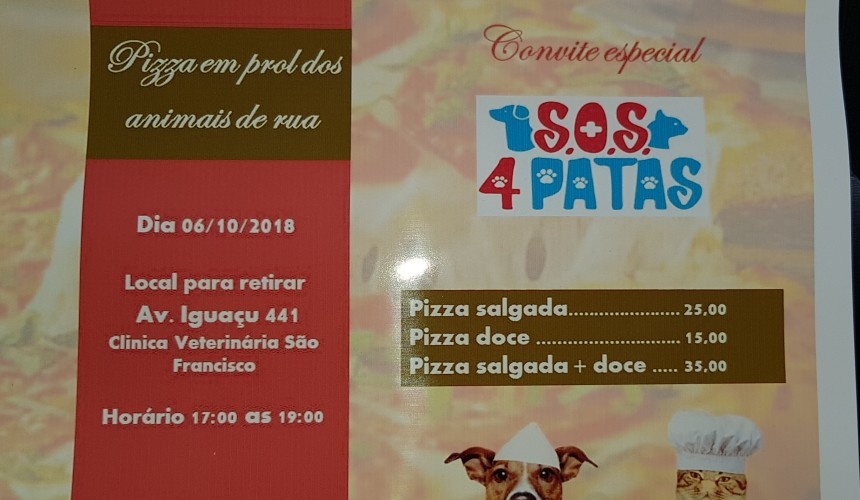 ONG SOS 4 patas de Capitão realizará vendas de pizzas para arrecadar fundos e ajudar animais de rua