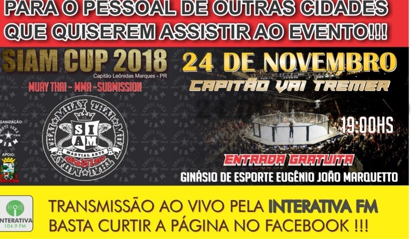Copa Siam de MMA e Muay Thai acontece neste sábado em Capitão