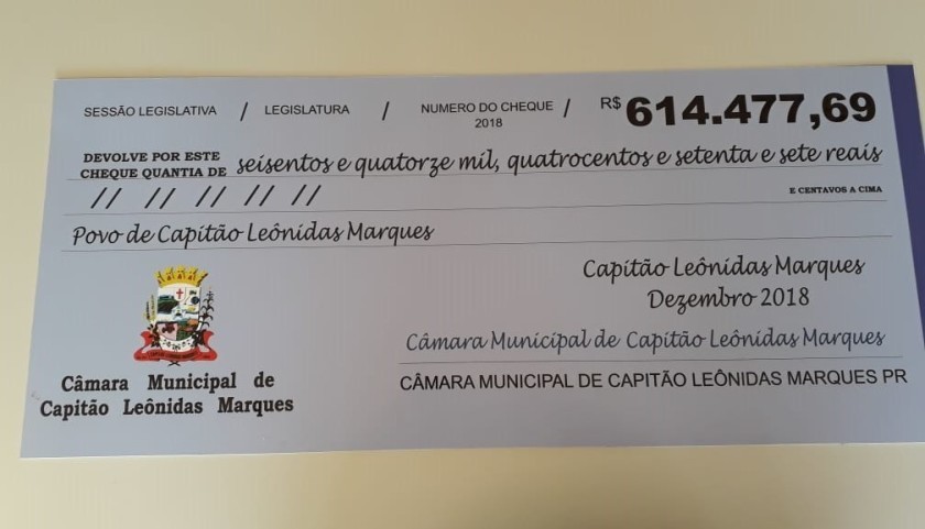 Câmara de vereadores vai devolver mais de R$ 600 mil ao Executivo Municipal