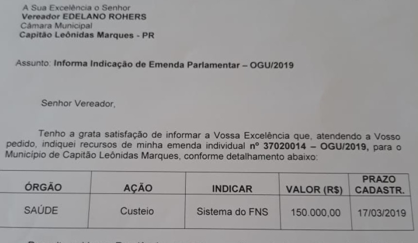 Vereadores de Capitão conseguem através da Deputada Leandre R$ 30 mil pra APAE e R$ 150 mil para saúde