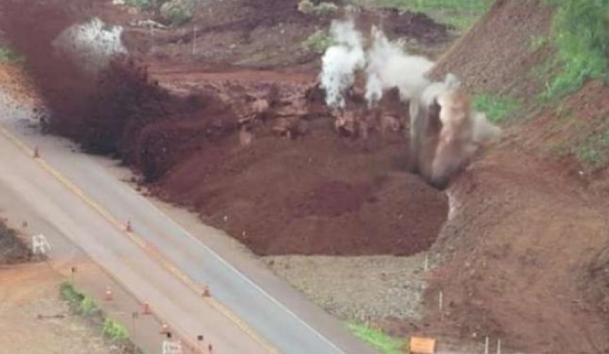 Rodovia BR 163 terá  interdição  para detonação de rochas nesta sexta-feira em Lindoeste